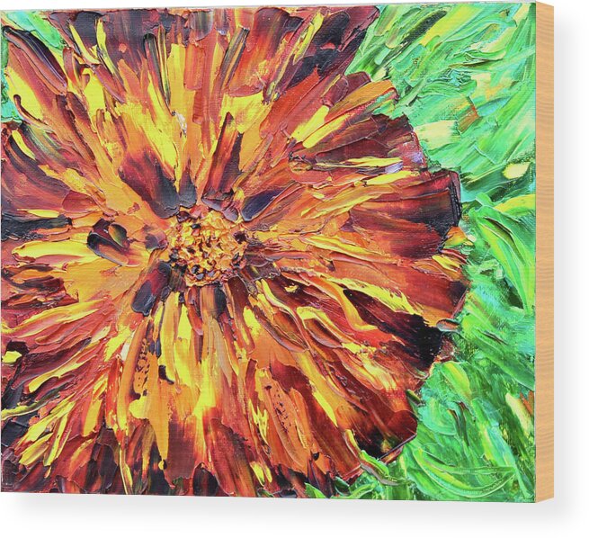 Marigold Wood Print featuring the painting Marigold Inspiration 4 by Teresa Moerer