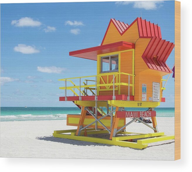 Lifeguard Station Wood Print featuring the photograph Miami Beach Lifeguard Station by Rebecca Herranen