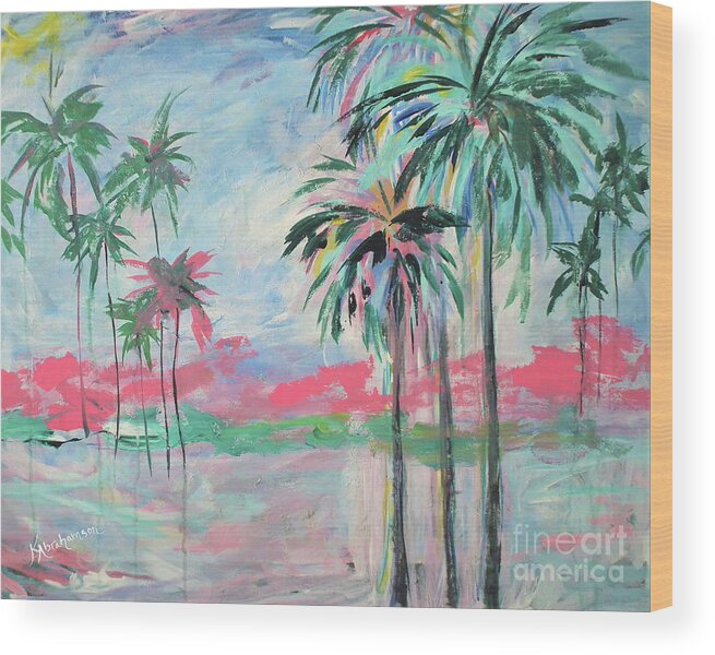 Miami Wood Print featuring the painting Miami Palms by Kristen Abrahamson