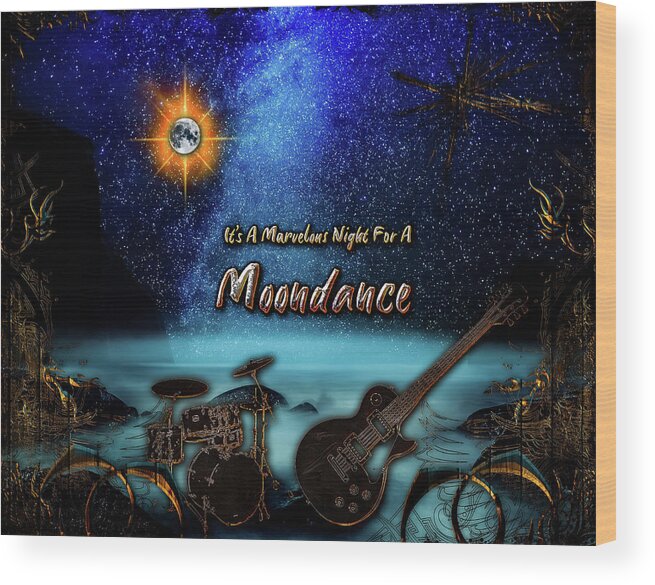 Moon Wood Print featuring the digital art Moondance by Michael Damiani