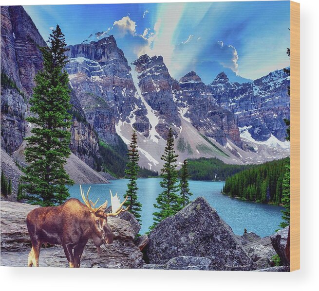 Moose Wood Print featuring the digital art Moose Overlook by Norman Brule