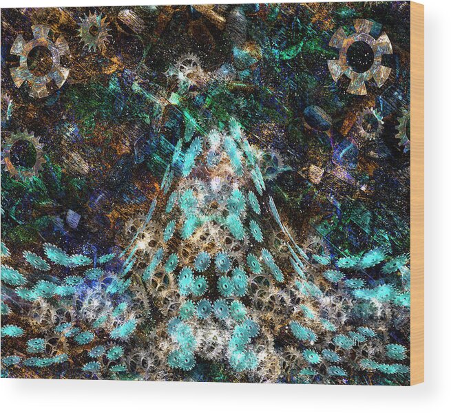 Gears Wood Print featuring the digital art Motion by Linda Lee Marletto