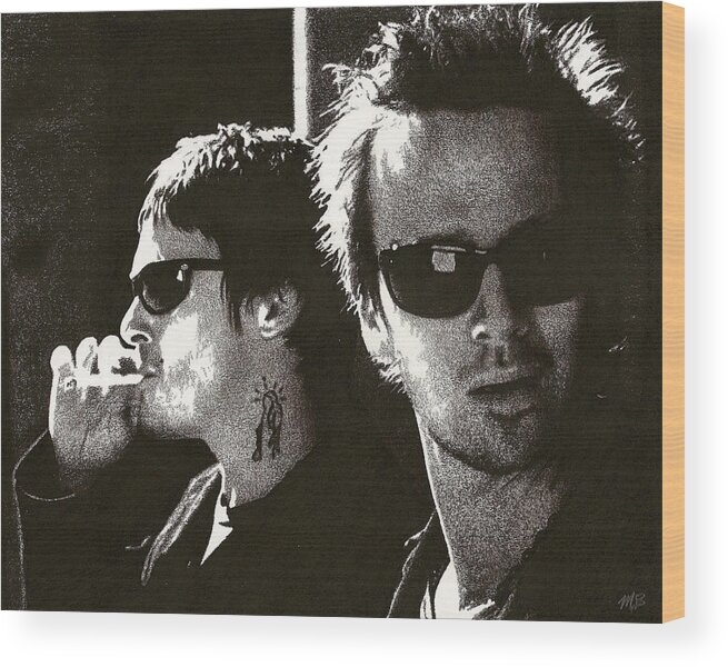 Boondock Saints Wood Print featuring the drawing Murphy and Connor by Mark Baranowski