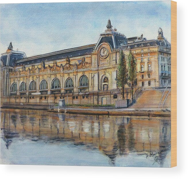 Architecture Wood Print featuring the painting Musee d' Orsay, Paris by Henrieta Maneva