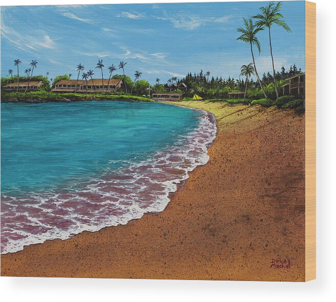 Beach Wood Print featuring the painting Napili Bay During Covid 19 by Darice Machel McGuire