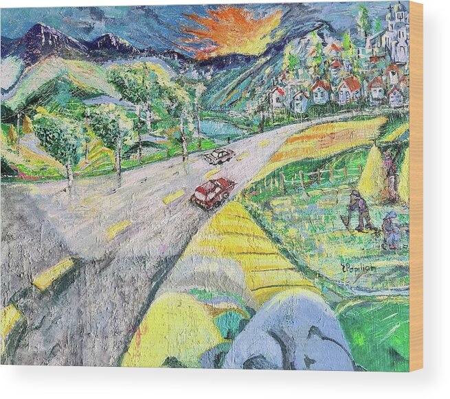 Road Wood Print featuring the painting National Road by Evelina Popilian