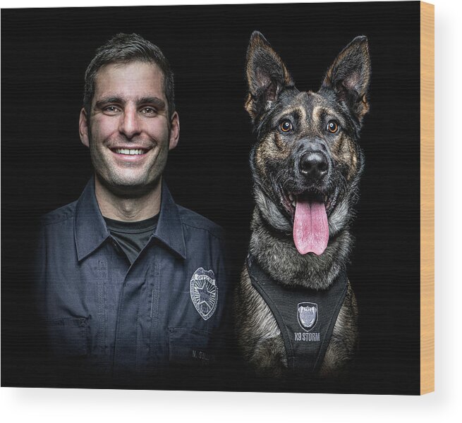 K9 Wood Print featuring the photograph Nick Sullivan and K9 Jax by Lifework Productions