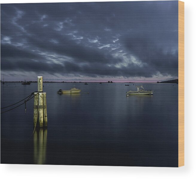 Harbor Wood Print featuring the photograph Night Harbor by William Bretton