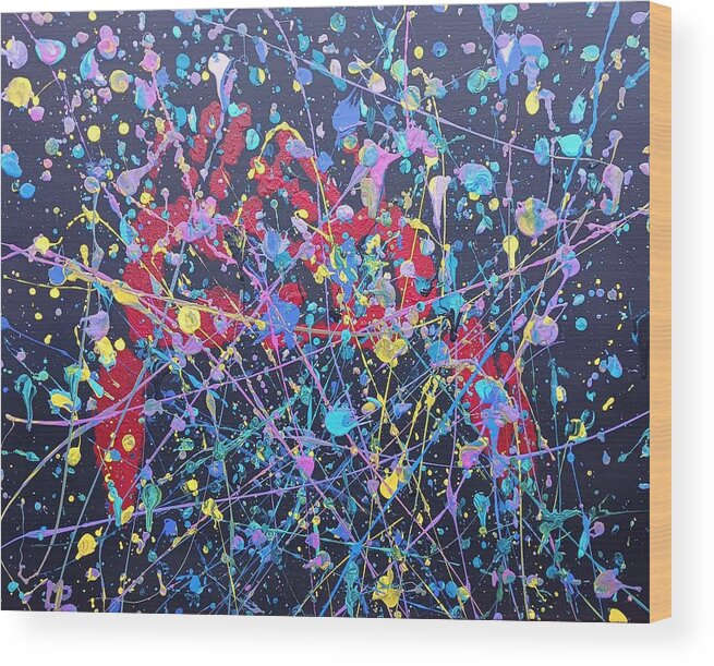 Abstract Color Splatters Wood Print featuring the painting Obliterated II by Susan Anderson