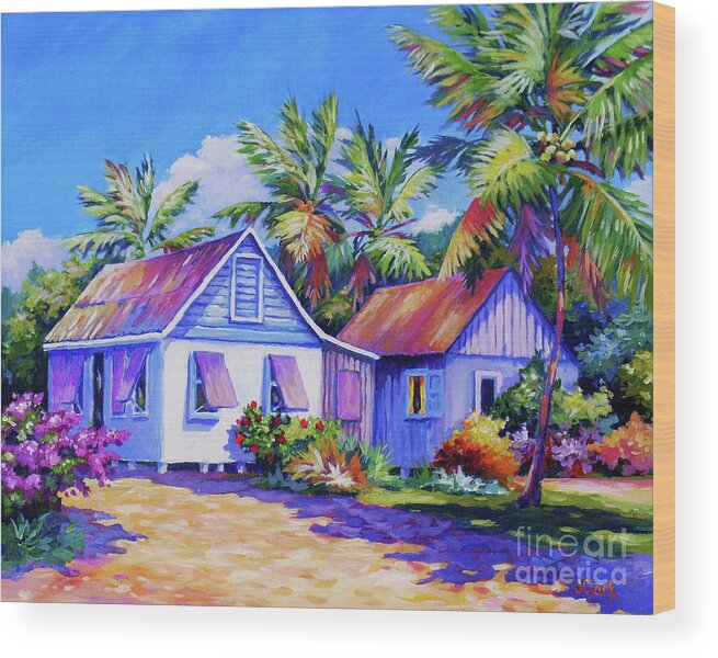 Poinciana Wood Print featuring the painting Old Cayman Cottages by John Clark