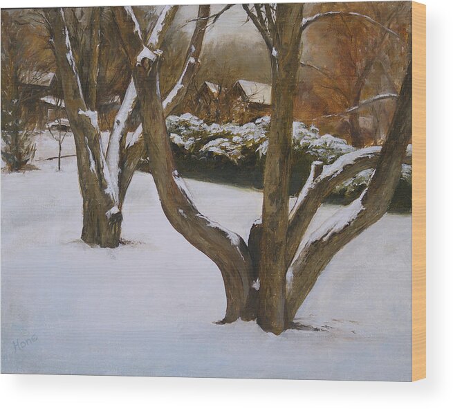 Orchard Wood Print featuring the painting Old Orchard Trees In My Yard by Hone Williams