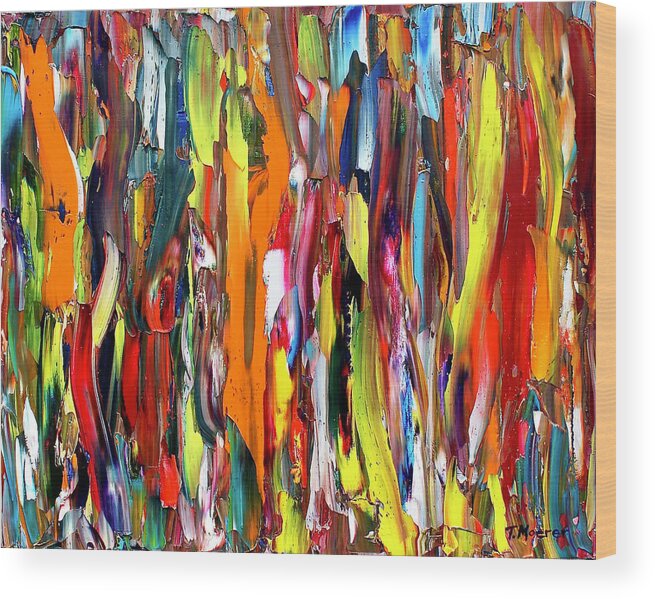 Abstract Wood Print featuring the painting Orange Delight by Teresa Moerer