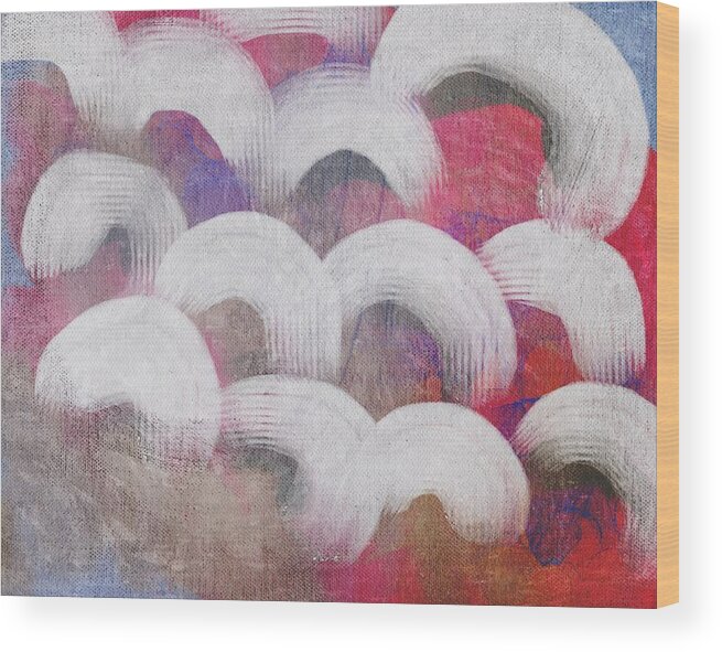 Abstract Wood Print featuring the painting Over and Over Painterly semi-circles and pastels by Itsonlythemoon