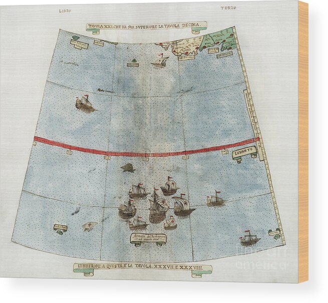 1587 Wood Print featuring the drawing Pacific Ocean, 1587 by Urbano Monti