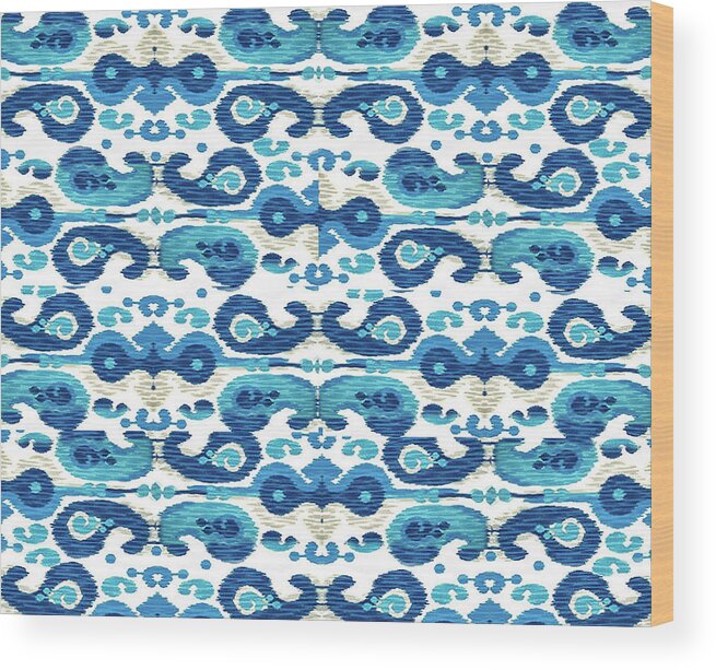 Susan Molnar Wood Print featuring the tapestry - textile Paisley Blues 2 by Susan Molnar