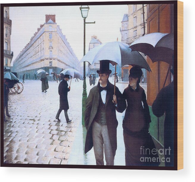 Caillebotte Wood Print featuring the painting Paris the Place de l Europe on a Rainy Day by Gustave Caillebotte