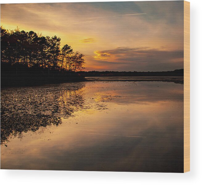 Sunset Wood Print featuring the photograph Peconic Sunset by Cathy Kovarik