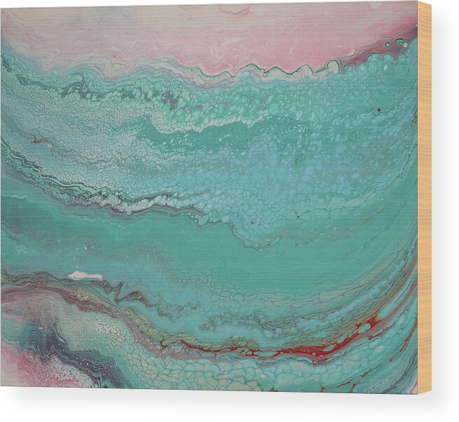 Pour Wood Print featuring the mixed media Pink Sea by Aimee Bruno