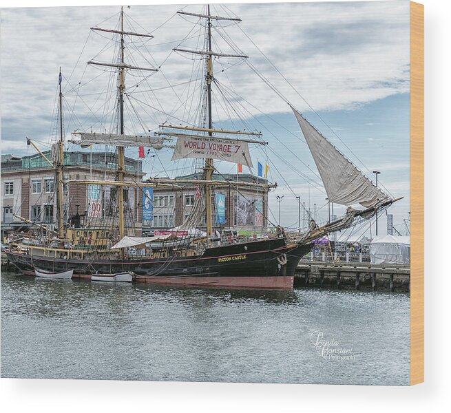 Tall Ship. World Voyage 7 Wood Print featuring the photograph Picton Castle by Linda Constant