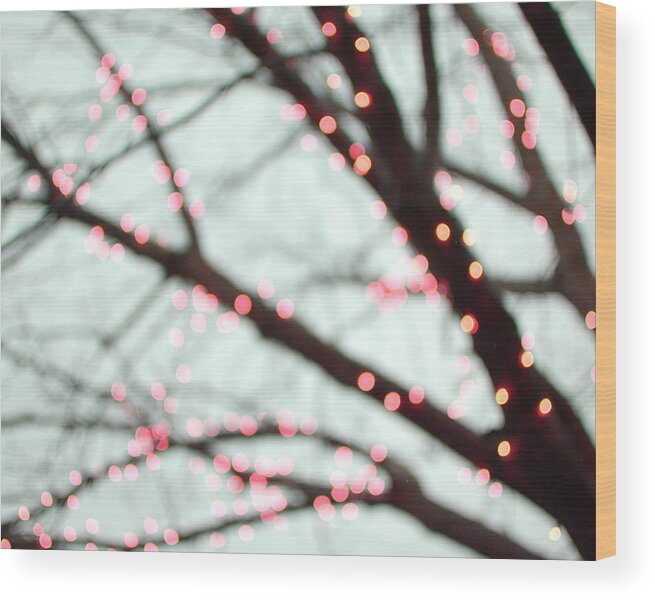 Tree Silhouette Wood Print featuring the photograph Pink Lights by Lupen Grainne
