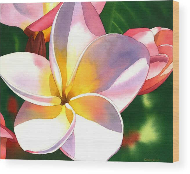 Plumeria Wood Print featuring the painting Plumeria by Espero Art