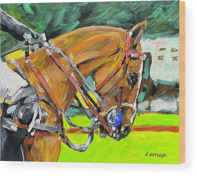 Polo Wood Print featuring the painting Polo Ready by Alan Metzger