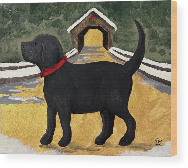 Labrador Wood Print featuring the painting Porter Pup by Lisa Curry Mair