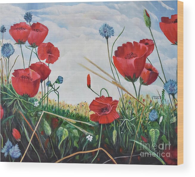 Poppies Wood Print featuring the painting Prayer and Praise by Marilyn McNish