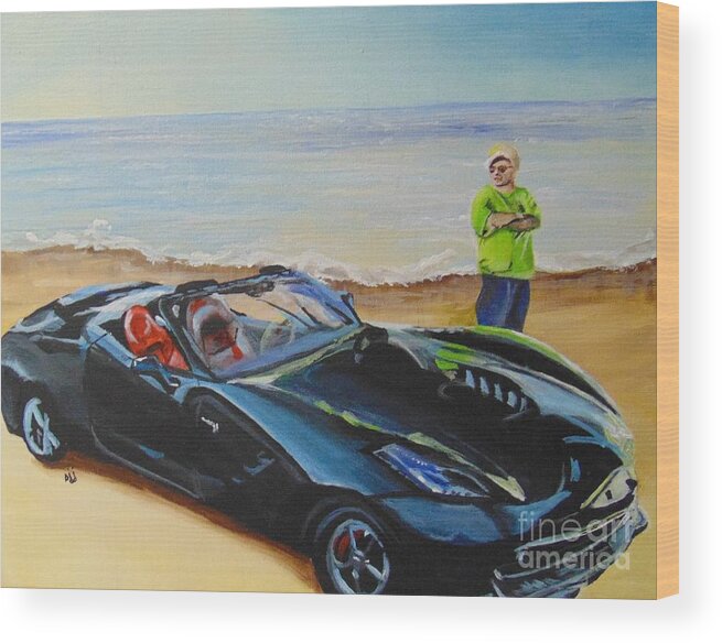 Car Wood Print featuring the painting Pride and Joy by Saundra Johnson