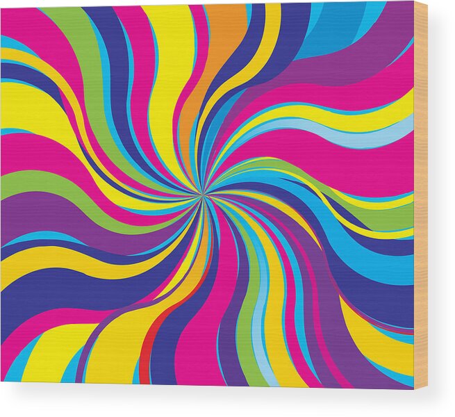 Rectangle Wood Print featuring the drawing Psychedelic Twist Background by RobinOlimb