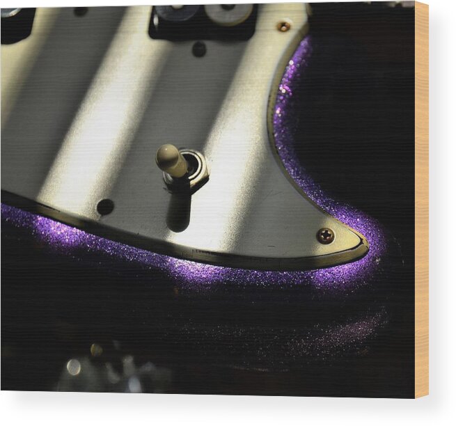 Fender Wood Print featuring the photograph Purple Sparkle Guitar in Sunlight by Guitarwacky Fine Art