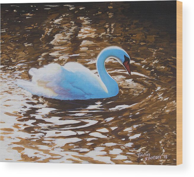 Wildlife Wood Print featuring the painting Radiating Grace by Timothy Stanford