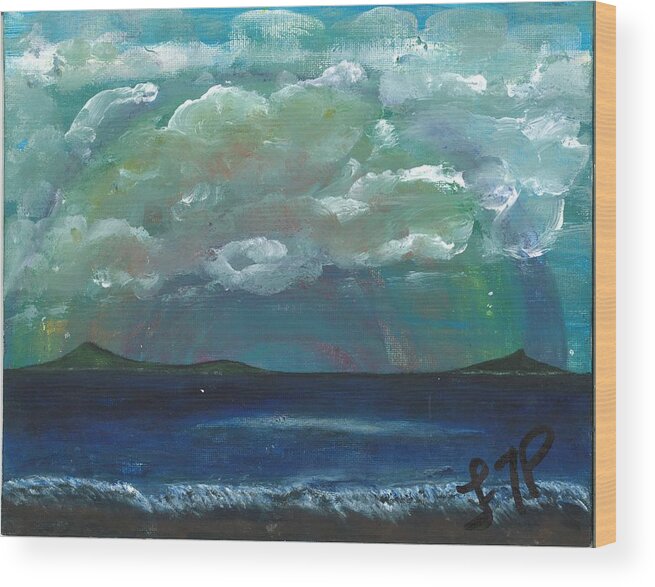 Rainbow Wood Print featuring the painting Rainbow Over the Island by Esoteric Gardens KN
