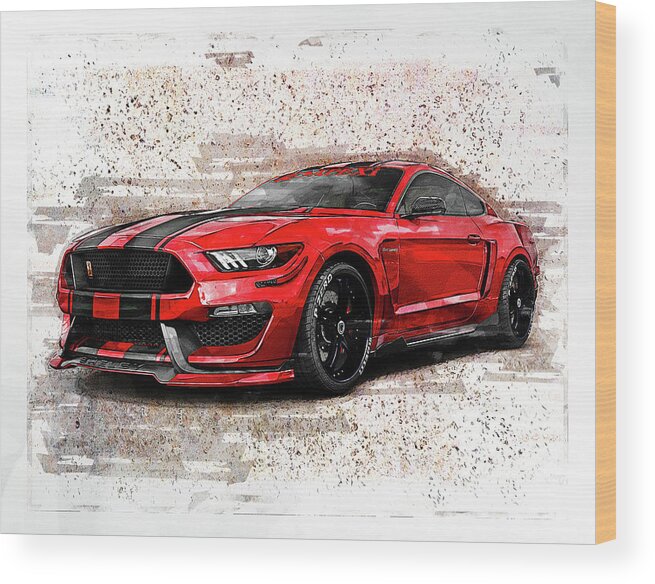 Mustang Wood Print featuring the digital art Red Mustang by Dujuan Robertson