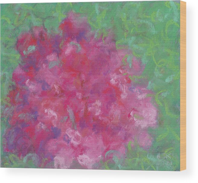 Roses Wood Print featuring the pastel Red Roses at the Pond 2 by Anne Katzeff