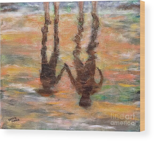 Reflections Wood Print featuring the painting Reflections of Love Glistening by Bonnie Marie