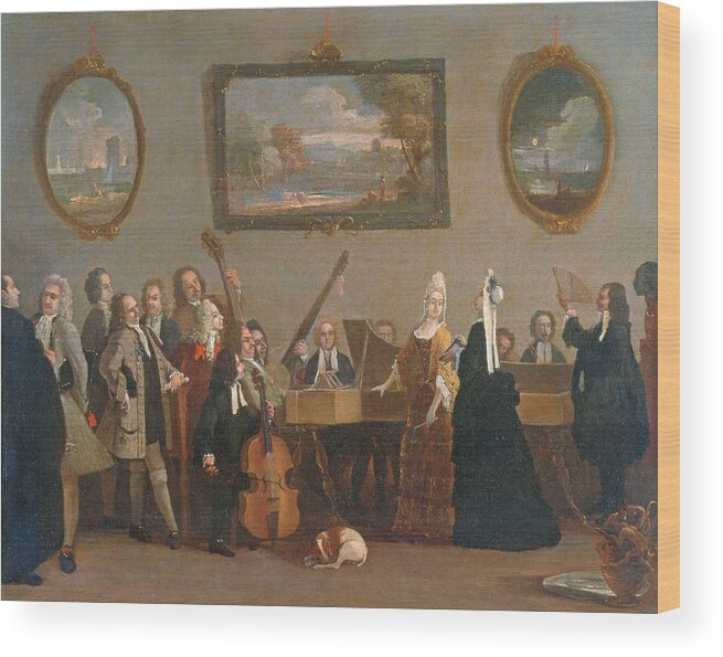 Marco Ricci Wood Print featuring the painting Rehearsal of an opera 2 by Marco Ricci