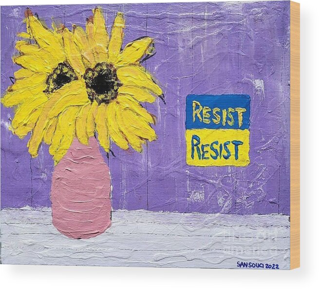  Wood Print featuring the painting Resist by Mark SanSouci