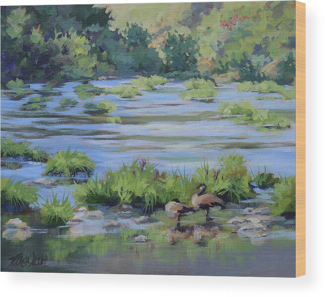 River Wood Print featuring the painting Resting by Karen Ilari