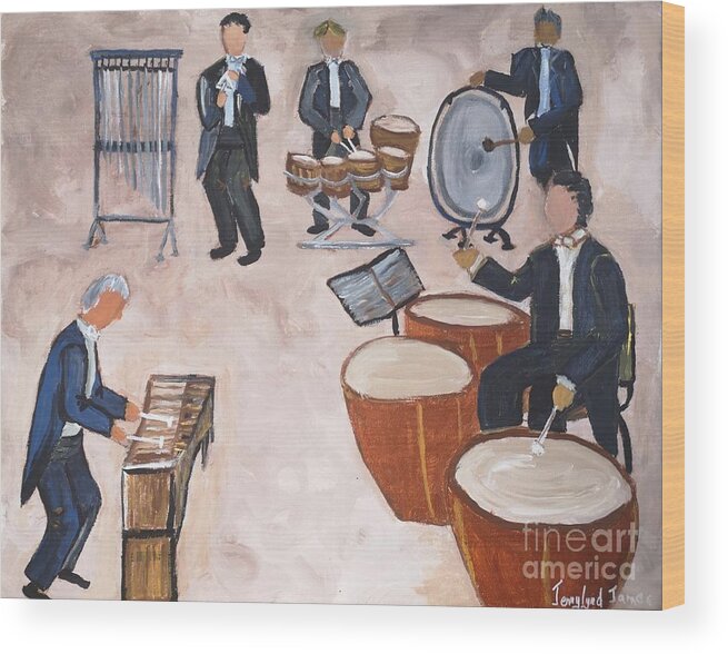 Rhythm Wood Print featuring the painting Rhythm Section by Jennylynd James
