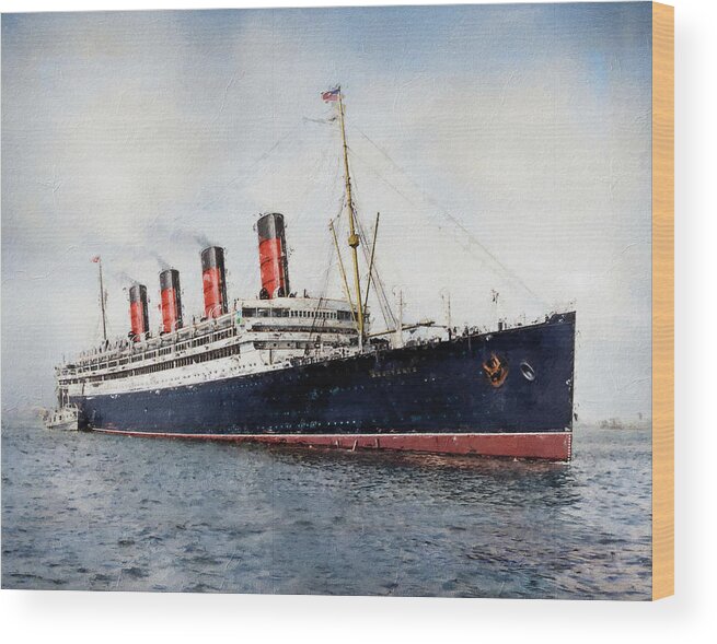 Steamer Wood Print featuring the digital art R.M.S. Aquitania - The Ship Beautiful by Geir Rosset