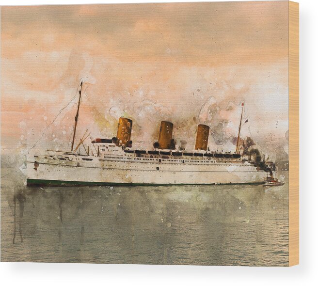 Steamer Wood Print featuring the digital art R.M.S. Empress of Britain by Geir Rosset
