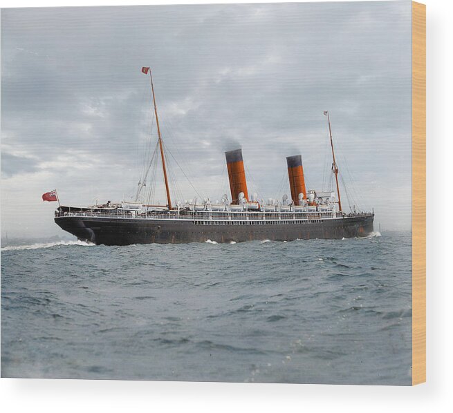 Steamer Wood Print featuring the digital art R.M.S. Lucania by Geir Rosset