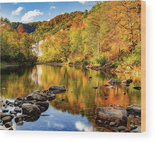 Roark Bluff Wood Print featuring the photograph Roark Bluff and Buffalo National River Fall Reflections by Gregory Ballos