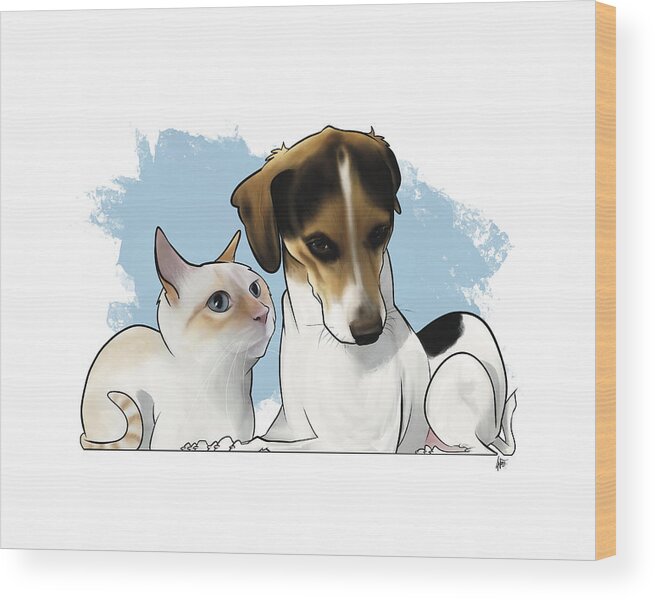 Romeo Wood Print featuring the drawing Romeo and Ernie Wetherington by Canine Caricatures By John LaFree