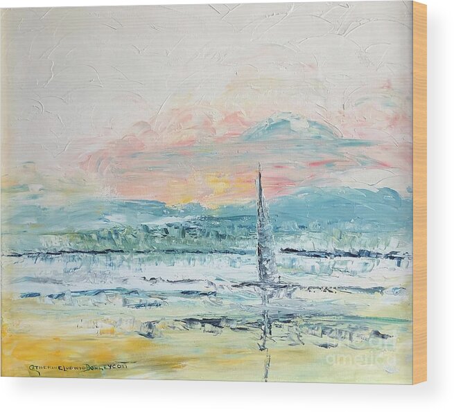 Seascape Wood Print featuring the painting Sail Away Home by Catherine Ludwig Donleycott