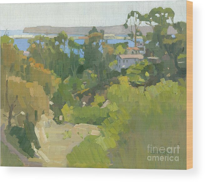 San Diego Bay Wood Print featuring the painting San Diego Bay View - San Diego, California by Paul Strahm