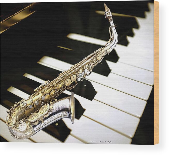 Saxaphone Wood Print featuring the digital art Sax Soul by Norman Brule