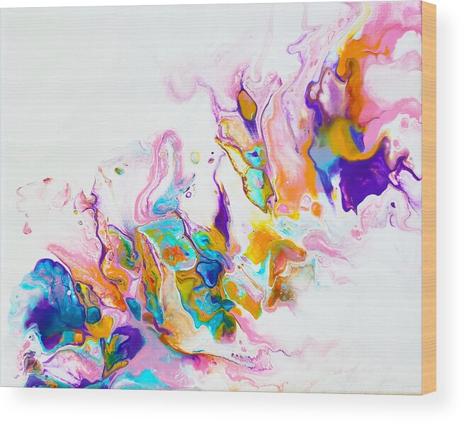 Abstract Wood Print featuring the painting Reef Butterflies by Christine Bolden