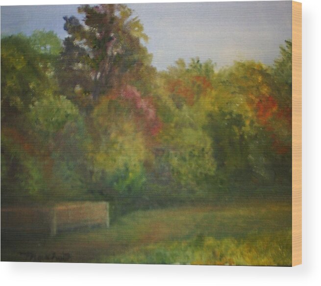 September Wood Print featuring the painting September in Smithville Park by Sheila Mashaw